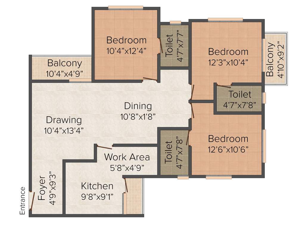 ABAD The Chancellor (3BHK+3T (1,520 sq ft) 1520 sq ft)