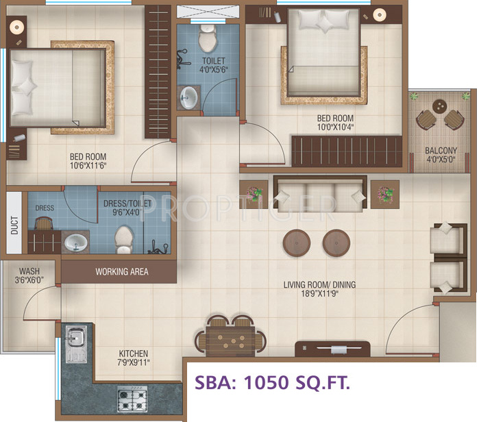 Ananta Ashtha (2BHK+2T (1,050 sq ft) 1050 sq ft)