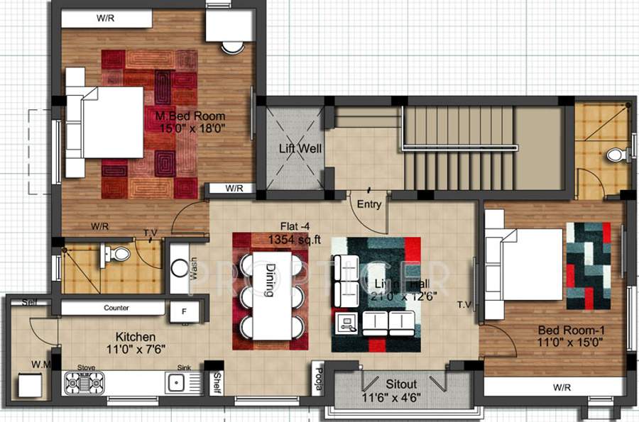 SG Bloom Avenue (2BHK+2T (1,155 sq ft) 1155 sq ft)