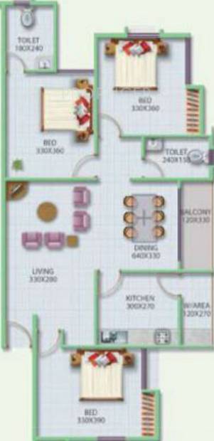Asset E Scape (3BHK+3T (1,405 sq ft) 1405 sq ft)