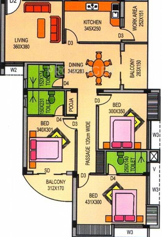 Floor Plan (3BHK+3T (2,600 sq ft) 2600 sq ft) Grandeur Westend Palace Floor Plan (3BHK+3T (2,600 sq ft) 2600 sq ft)