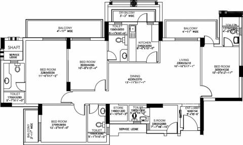 2364 Sq Ft 4 Bhk Floor Plan Image Dlf New Town Heights Available
