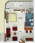 BCG Residency Towers Floor Plan (1BHK+1T (590 sq ft) 590 sq ft)