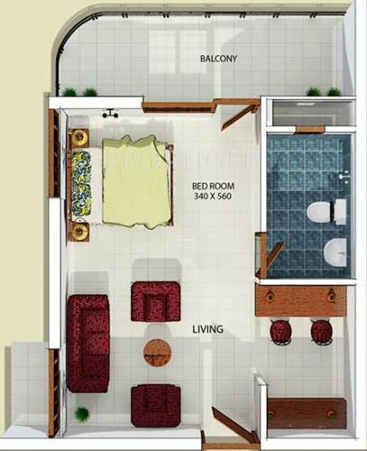 Floor Plan (1BHK+1T (590 sq ft) 590 sq ft) BCG Residency Towers Floor Plan (1BHK+1T (590 sq ft) 590 sq ft)