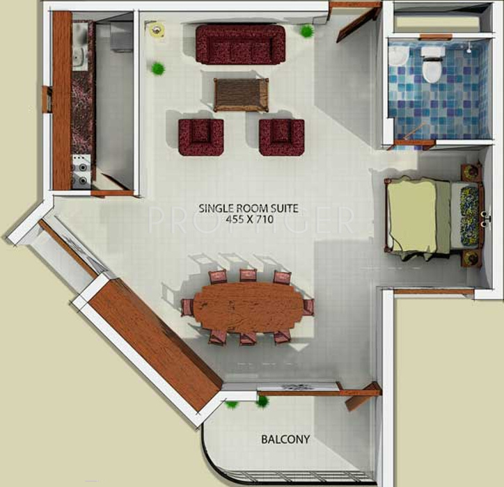 BCG Residency Towers Floor Plan (1BHK+1T (863 sq ft) 863 sq ft)