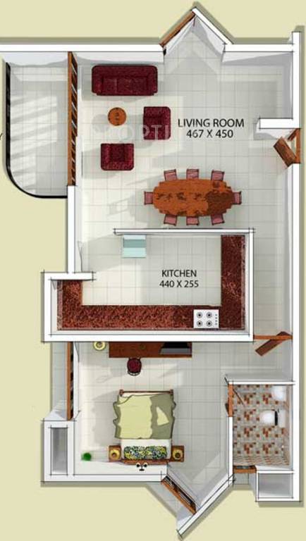 BCG Residency Towers Floor Plan (1BHK+1T (1,026 sq ft) 1026 sq ft)