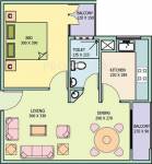 Dreams Habitat Greenscapes Floor Plan (1BHK+1T (645 sq ft) 645 sq ft)