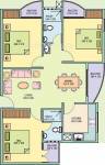 Dreams Habitat Greenscapes Floor Plan (3BHK+2T (1,148 sq ft) 1148 sq ft)