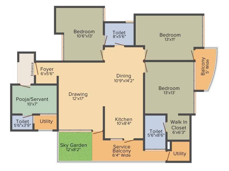 Designarch E Homes (3BHK+2T (2,175 sq ft)   Study Room 2175 sq ft)