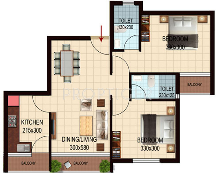 Nucleus Zephyr (2BHK+2T (871 sq ft) 871 sq ft)