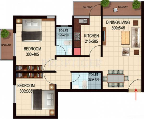 Nucleus Zephyr (2BHK+2T (931 sq ft) 931 sq ft)