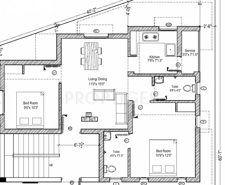 G S Garden (2BHK+2T (781 sq ft) 781 sq ft)