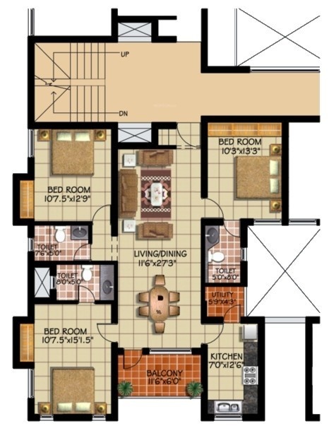 Green Vistas Prakrriti (3BHK+3T (1,616 sq ft) 1616 sq ft)