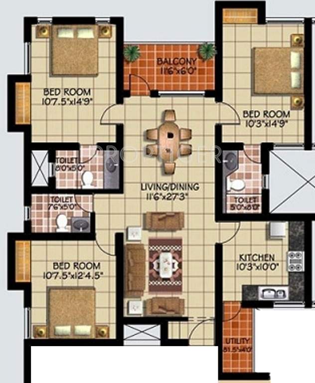 Green Vistas Prakrriti (3BHK+3T (1,687 sq ft) 1687 sq ft)