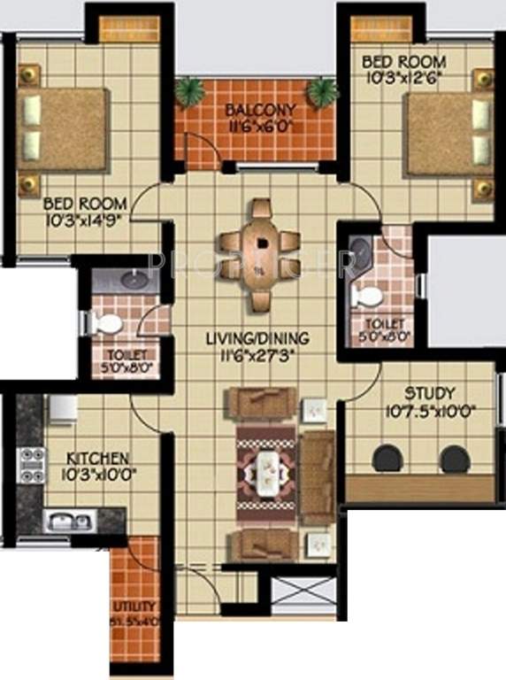 Green Vistas Prakrriti (2BHK+2T (1,517 sq ft) + Study Room 1517 sq ft)