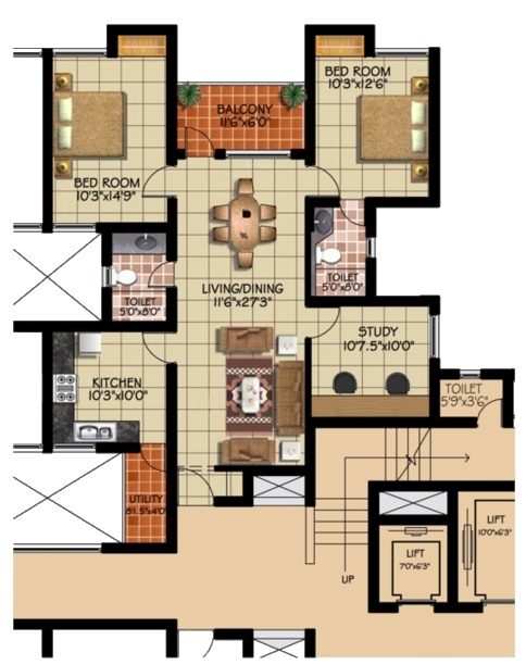 Green Vistas Prakrriti (2BHK+2T (1,517 sq ft) + Study Room 1517 sq ft)