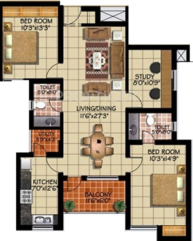 Green Vistas Prakrriti (2BHK+2T (1,437 sq ft) + Study Room 1437 sq ft)