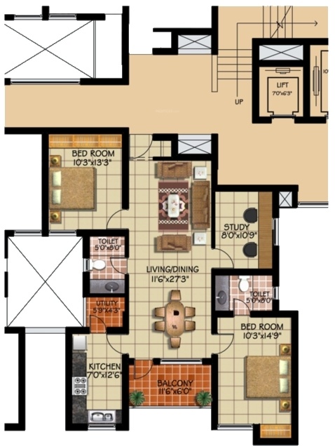 Green Vistas Prakrriti (2BHK+2T (1,437 sq ft) + Study Room 1437 sq ft)