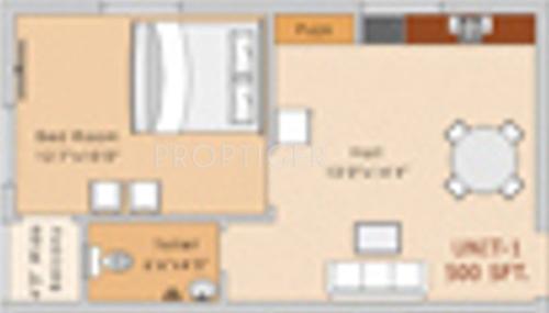 Floor Plan (1BHK+1T (500 sq ft) 500 sq ft) Adishakti Tripasuri Floor Plan (1BHK+1T (500 sq ft) 500 sq ft)