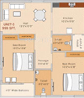 Floor Plan (2BHK+2T (999 sq ft) 999 sq ft) Adishakti Tripasuri Floor Plan (2BHK+2T (999 sq ft) 999 sq ft)