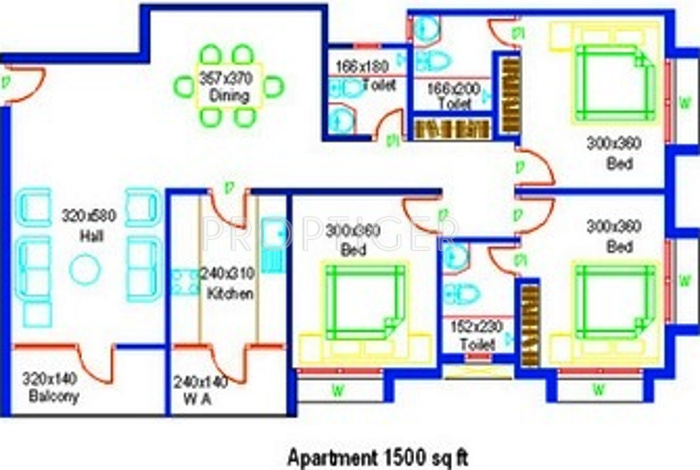 Santhi CyberDale (3BHK+3T (1,500 sq ft) 1500 sq ft)