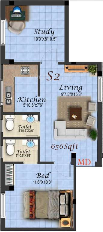 Yogalakshmi Constructions Flat (1BHK+2T (656 sq ft) Study Room 656 sq ft) Yogalakshmi Constructions Flat (1BHK+2T (656 sq ft) Study Room 656 sq ft)