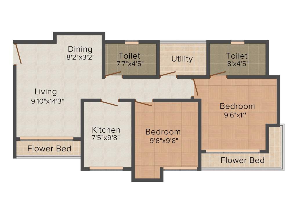 Akanksha Rainart (2BHK+2T (864 sq ft) 864 sq ft)