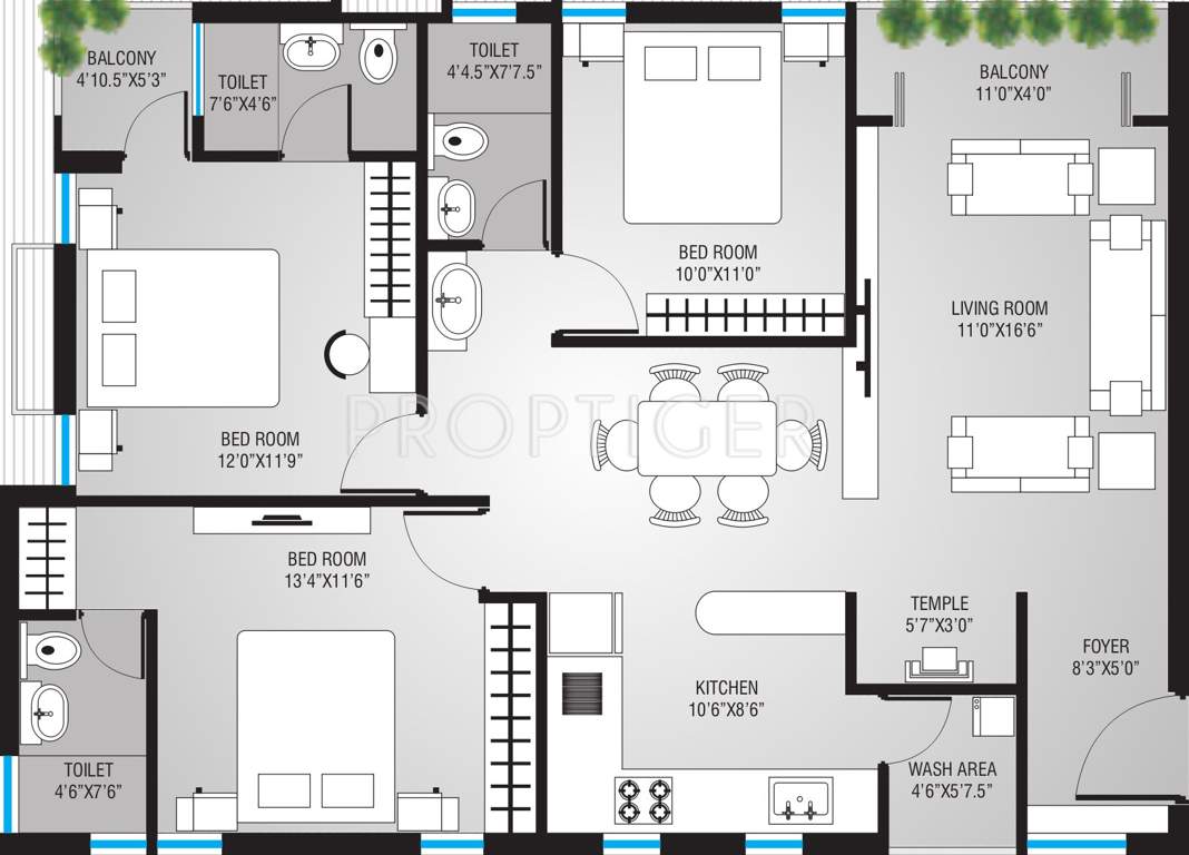 Sneh Velani Heights (3BHK+3T (1,730 sq ft) 1730 sq ft)