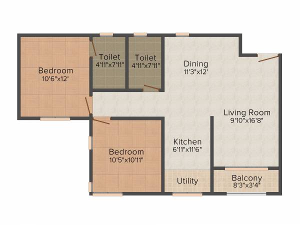 Brigade Cedar (2BHK+2T (1,080 sq ft) 1080 sq ft) Brigade Cedar (2BHK+2T (1,080 sq ft) 1080 sq ft)