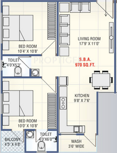 Jay Nisarg Greens (2BHK+2T (970 sq ft) 970 sq ft)