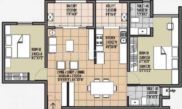 Brigade Deodar (2BHK+2T (1,380 sq ft) 1380 sq ft)