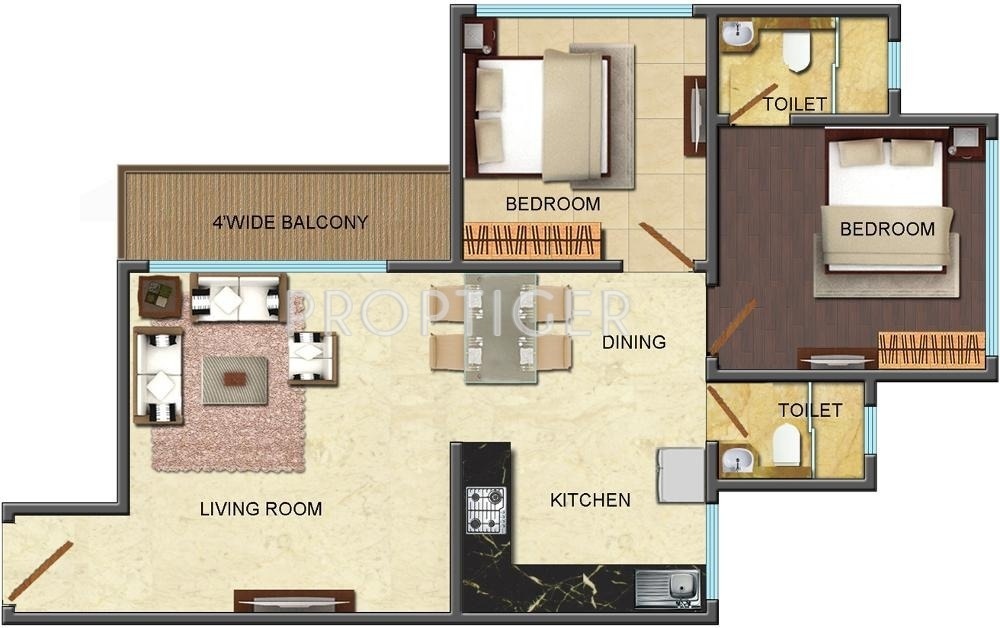 Nirmal Olympia (2BHK+2T (828 sq ft) 828 sq ft)