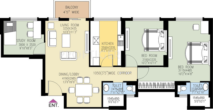 DLF New Town Heights (2BHK+2T (1,234 sq ft) + Study Room 1234 sq ft) DLF New Town Heights (2BHK+2T (1,234 sq ft) + Study Room 1234 sq ft)
