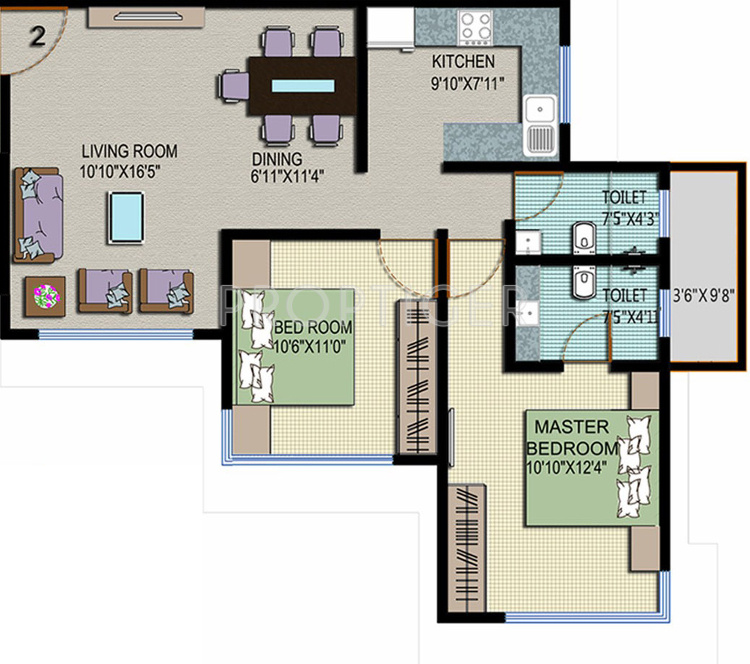 JV Sweena (2BHK+2T (1,175 sq ft) 1175 sq ft)