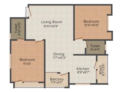 Aastha Serene (2BHK+2T (1,200 sq ft) 1200 sq ft)