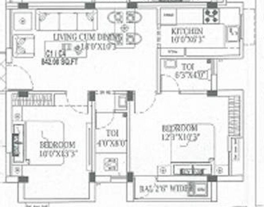 MR Vijaya Lakshmi Apartments (2BHK+2T (919 sq ft) 919 sq ft)