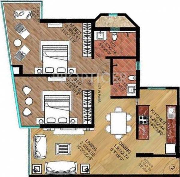 Kukreja Olivia (2BHK+2T (1,050 sq ft) 1050 sq ft)