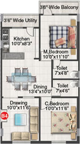 Shubh Cypress (2BHK+2T (1,000 sq ft) 1000 sq ft)