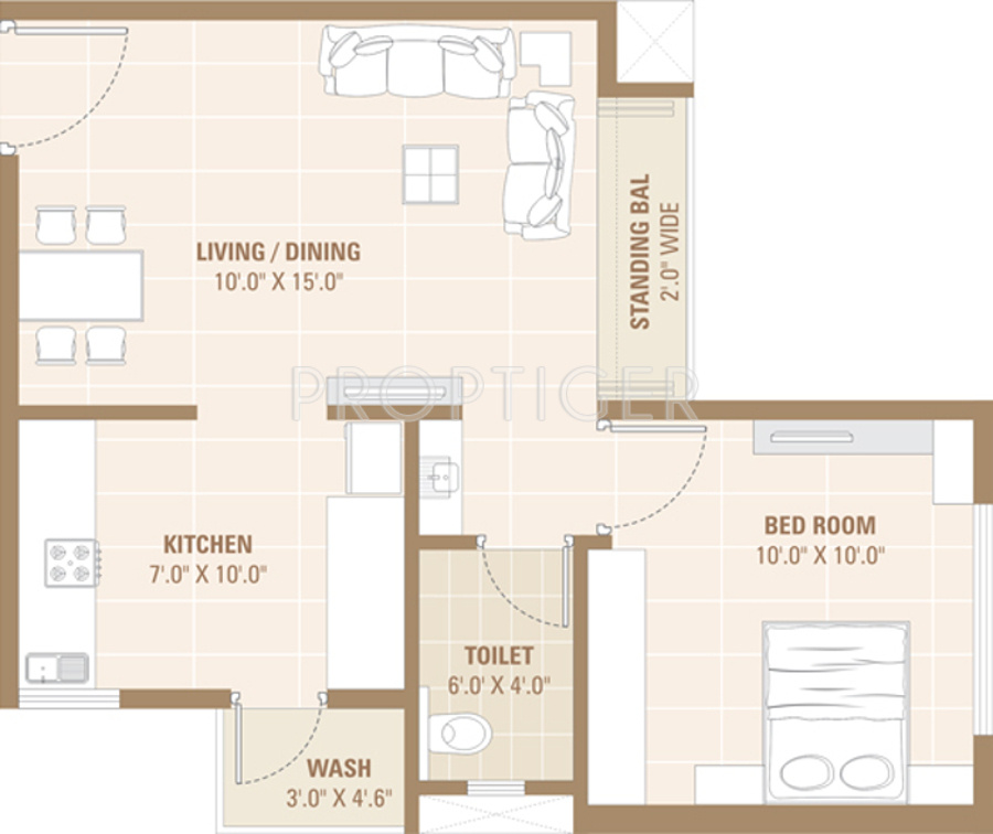 Vedant Somnath Heritage (1BHK+1T (651 sq ft) 651 sq ft)