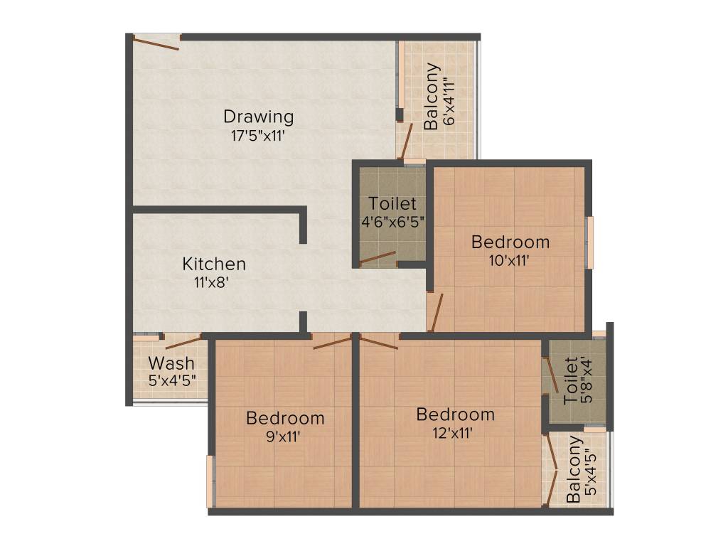 Vedant Vallabh Darshan (3BHK+2T (1,275 sq ft) 1275 sq ft)