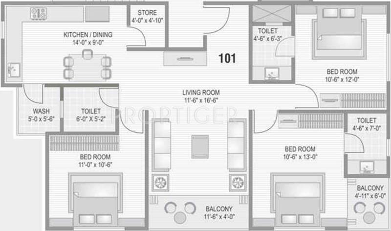 Accord Park View (3BHK+3T (1,489 sq ft) 1489 sq ft)