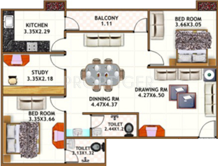 Dwarkadheesh Dwarka Heights (2BHK+2T (1,255 sq ft) + Study Room 1255 sq ft)