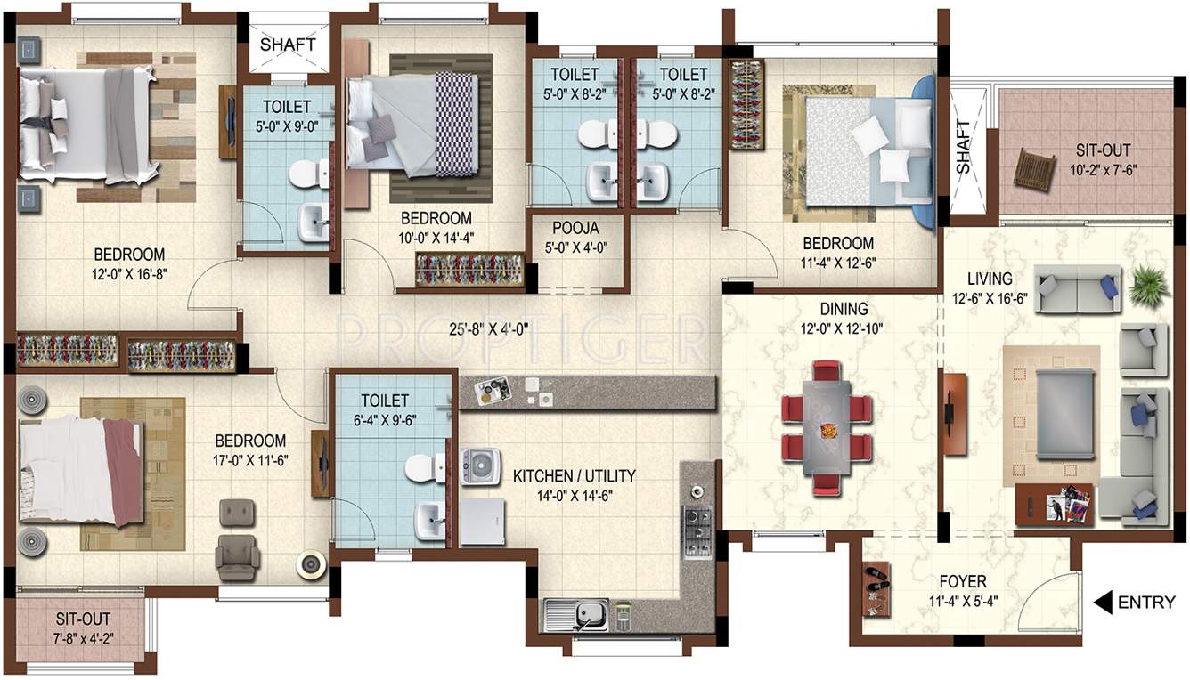Casagrand The Address (4BHK+4T (2,344 sq ft) + Pooja Room 2344 sq ft)