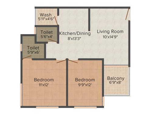 Fortune Greenfield 2 (2BHK+2T (1,100 sq ft) 1100 sq ft)