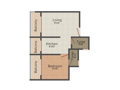 Yashraj Sai Simran 1BHK+2T (625 sq ft)