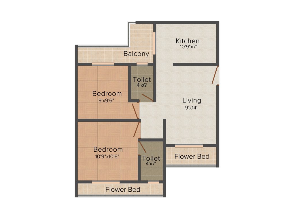 Yashraj Sai Simran 2BHK+2T (850 sq ft)