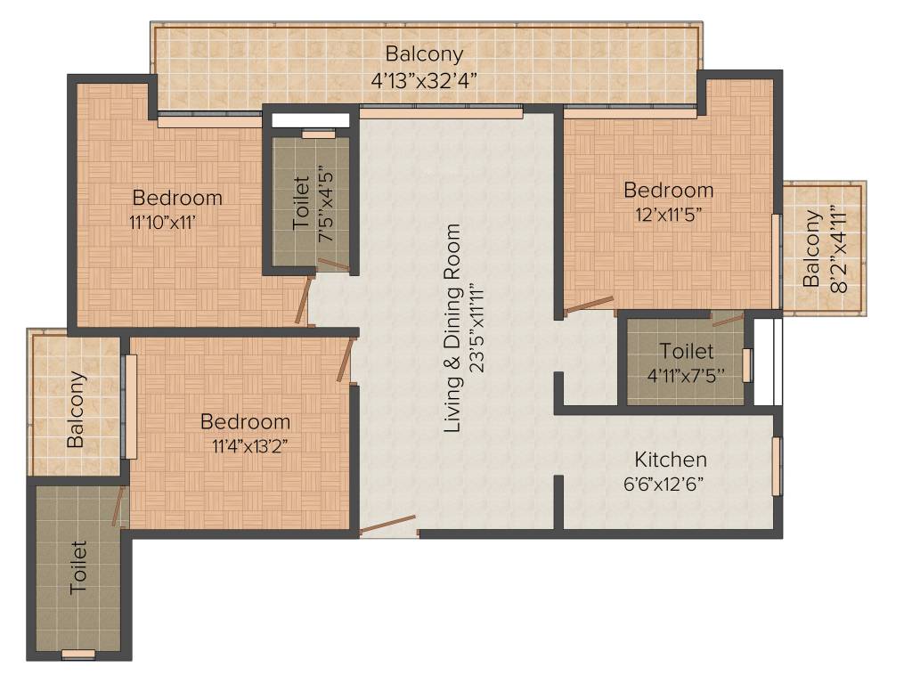 Jaydev Uni Park (3BHK+3T (1,620 sq ft) 1620 sq ft)