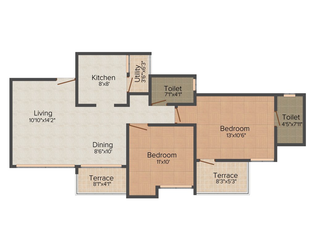 Anshul Casa (2BHK+2T (1,005 sq ft) 1005 sq ft)