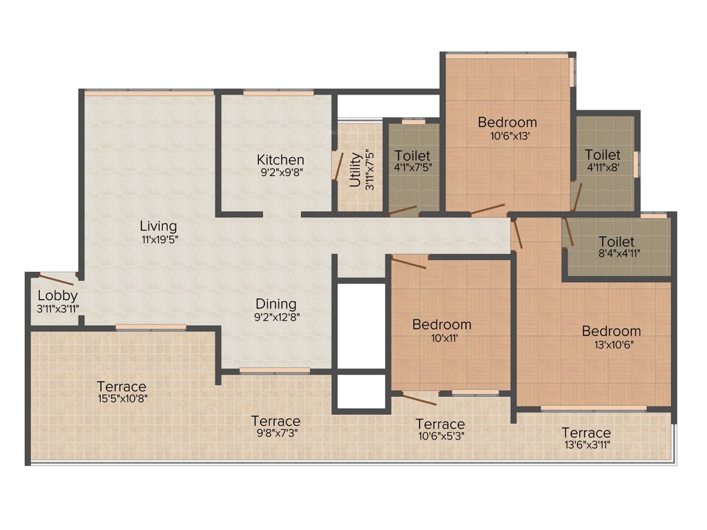 Anshul Casa (3BHK+3T (1,826 sq ft) 1826 sq ft)