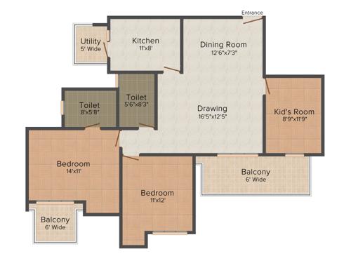 Ansal The Fernhill (2BHK+2T (1,618 sq ft) 1618 sq ft)